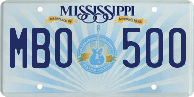 MS license plate MBO500