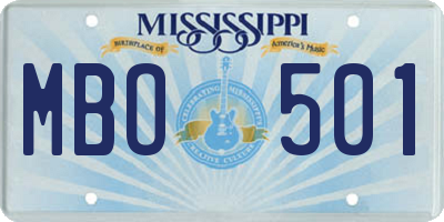 MS license plate MBO501