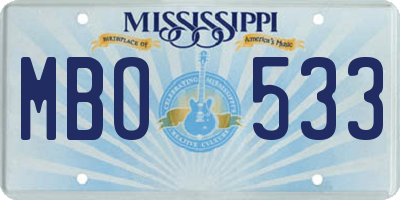MS license plate MBO533