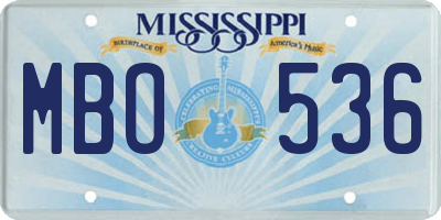 MS license plate MBO536