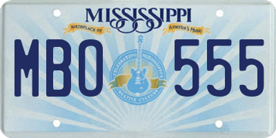 MS license plate MBO555