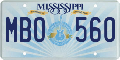 MS license plate MBO560