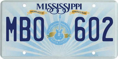 MS license plate MBO602