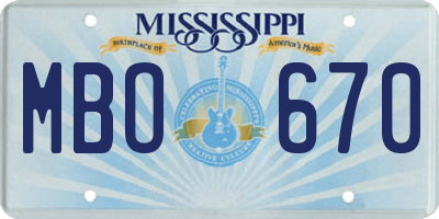 MS license plate MBO670