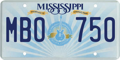MS license plate MBO750