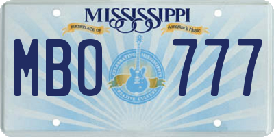 MS license plate MBO777