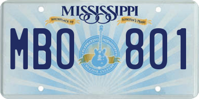 MS license plate MBO801