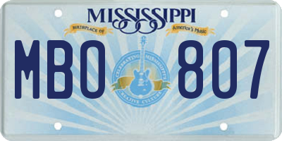 MS license plate MBO807