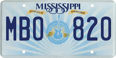 MS license plate MBO820
