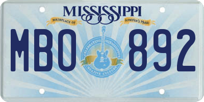 MS license plate MBO892