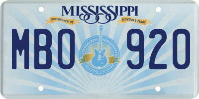 MS license plate MBO920