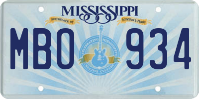 MS license plate MBO934