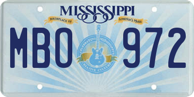 MS license plate MBO972