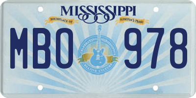 MS license plate MBO978
