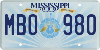 MS license plate MBO980