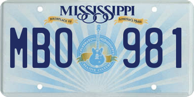 MS license plate MBO981