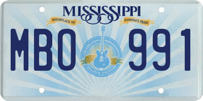 MS license plate MBO991