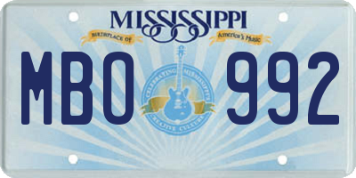 MS license plate MBO992