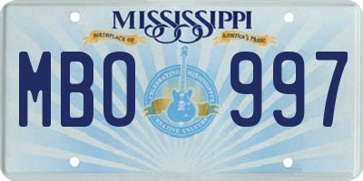 MS license plate MBO997