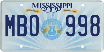 MS license plate MBO998