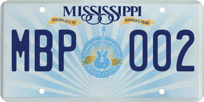 MS license plate MBP002