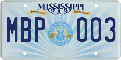 MS license plate MBP003