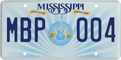 MS license plate MBP004