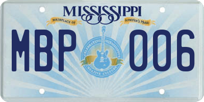 MS license plate MBP006