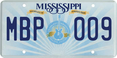 MS license plate MBP009