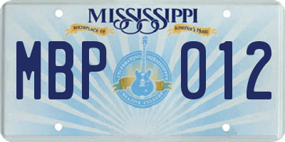 MS license plate MBP012