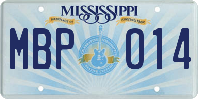 MS license plate MBP014