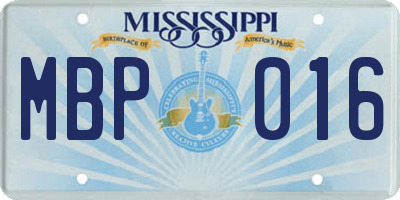 MS license plate MBP016