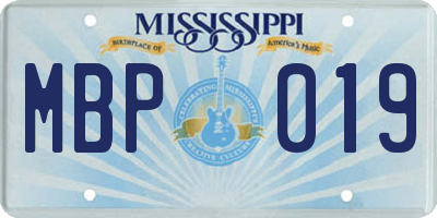 MS license plate MBP019
