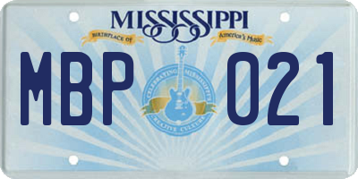 MS license plate MBP021