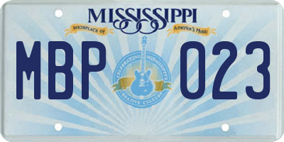 MS license plate MBP023
