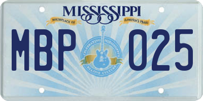 MS license plate MBP025