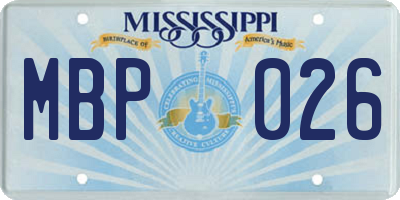 MS license plate MBP026