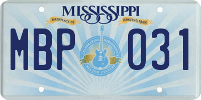 MS license plate MBP031