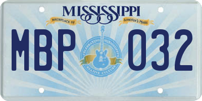 MS license plate MBP032