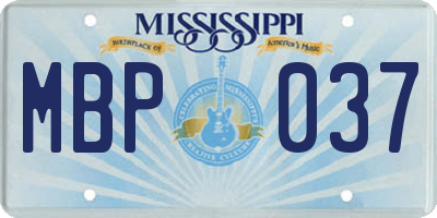 MS license plate MBP037