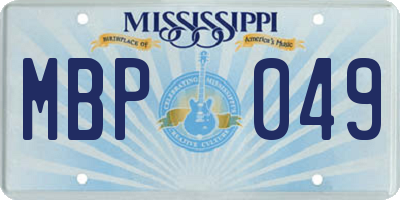 MS license plate MBP049