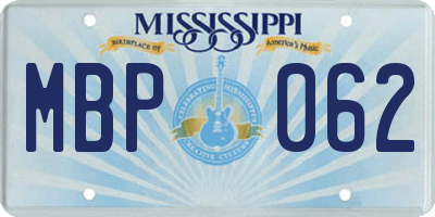 MS license plate MBP062