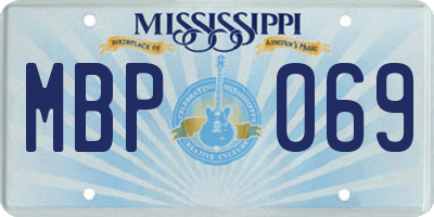 MS license plate MBP069