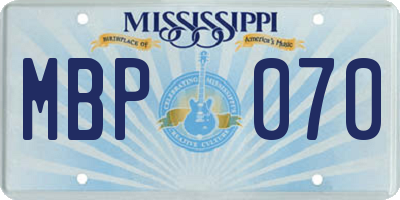 MS license plate MBP070