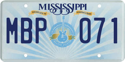 MS license plate MBP071