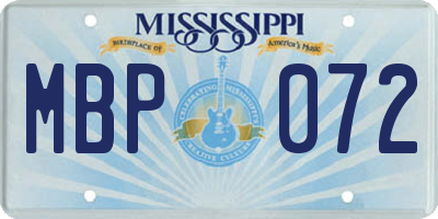 MS license plate MBP072