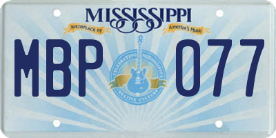 MS license plate MBP077