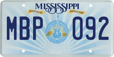 MS license plate MBP092