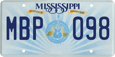 MS license plate MBP098