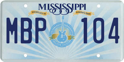 MS license plate MBP104